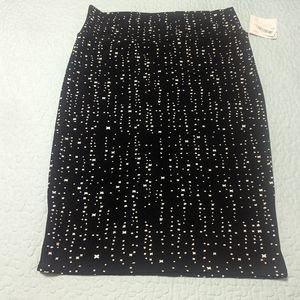LuLaRoe skirt, Size XL, Black with white dots and x's